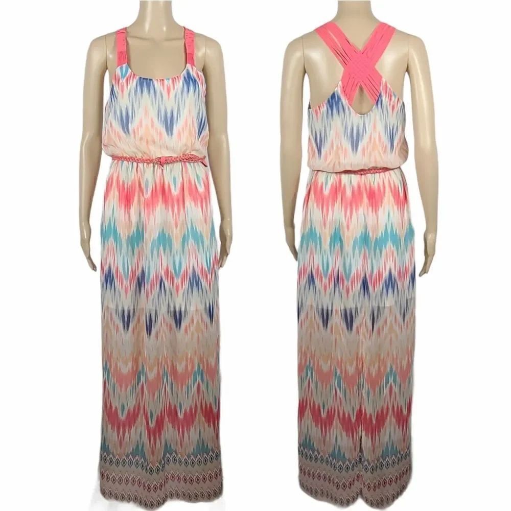 Maurices Coral Racerback Sleeveless Maxi Dress